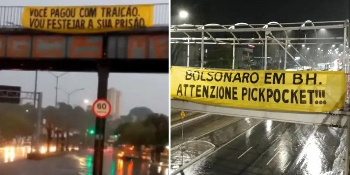 Bolsonaro é recebido com faixas de protesto em BH: “Attenzione pickpocket”