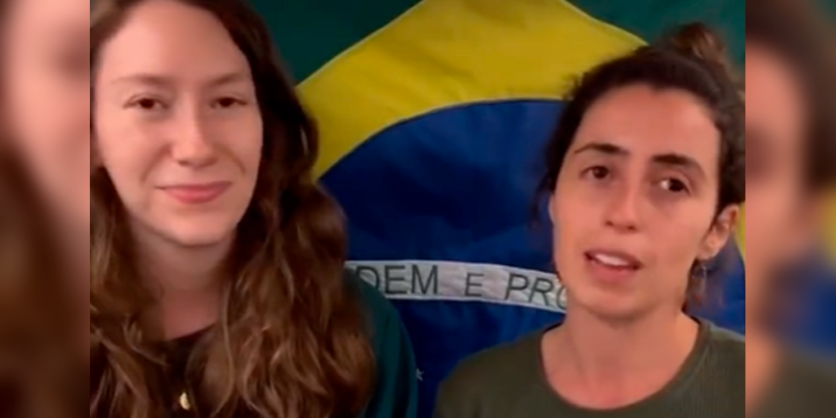 Ilana Zeigerman e Bruna Tabajara Brilmann, resgatadas de Israel em avião da FAB.