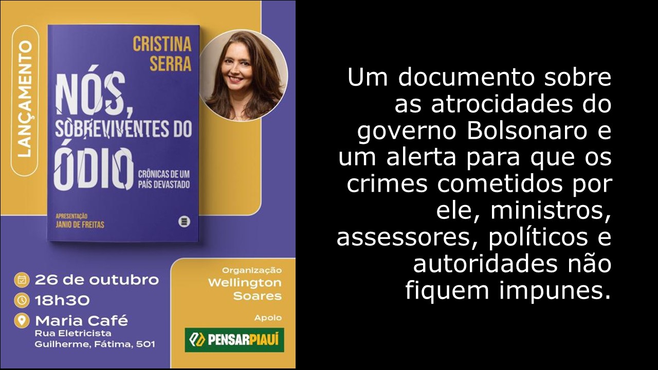 Jornalista Cristina Serra lança livro em Teresina