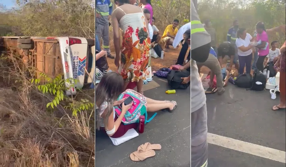 Ônibus com 29 pacientes de hemodiálise colide com carreta na BR-343, no Piauí