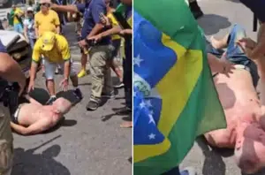 Bolsonarista se joga em baixo de viatura em Copacabana(Reprodução)