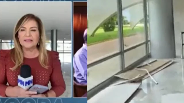 VÍDEO: Teto desaba e quase atinge a jornalista Cinthia Lages