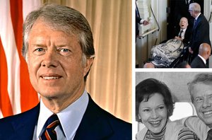 Jimmy Carter enquanto presidente, agora e com Rosalynn Carter(Montagem pensarpiaui)