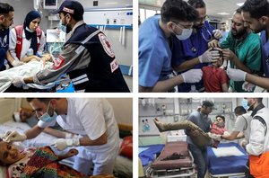 Médicos em ação na faixa de Gaza(Montagem pensarpiaui)
