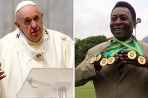 Papa Francisco (à esq.) e Pelé(Reuters)