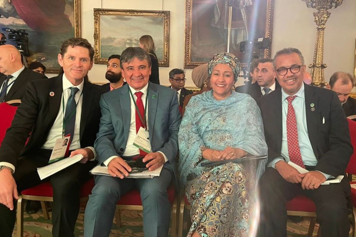 Rodger Voohries, VP da Fundação Bill Gates; Wellington Dias, MDS; Amina Mohammed, vice-secretária-geral da ONU; Tedros Ghebreyesus, diretor-geral da OMS