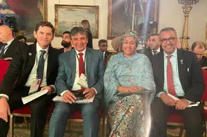 Rodger Voohries, VP da Fundação Bill Gates; Wellington Dias, MDS; Amina Mohammed, vice-secretária-geral da ONU; Tedros Ghebreyesus, diretor-geral da OMS(MDS)