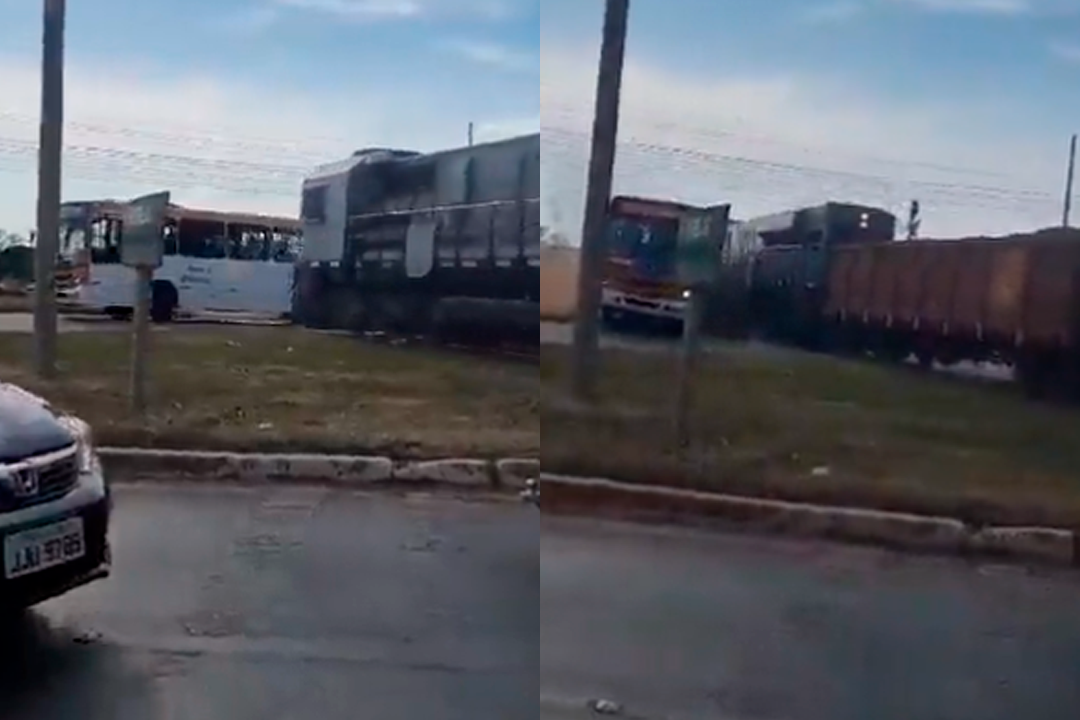 VÍDEO: Colisão entre trem e ônibus deixa uma mulher morta e cinco feridos no DF