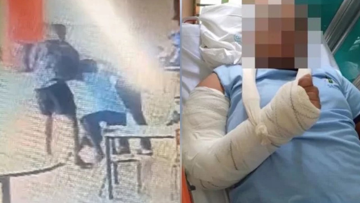 Vídeo mostra momento em que PM quebra braço de aluno autista