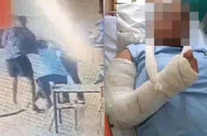 Vídeo mostra momento em que PM quebra braço de aluno autista(Montagem Pensar Piauí)