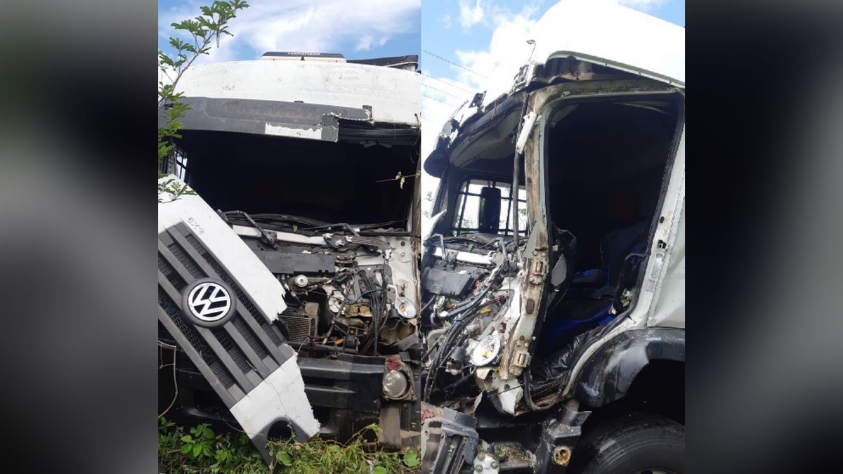 Acidente entre dois caminhões e carro deixa quatro pessoas feridas em Inhuma