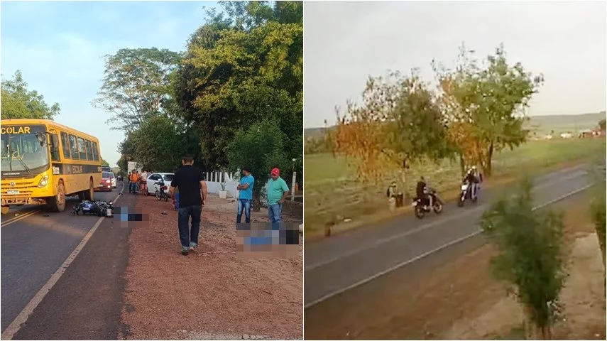Colisão frontal entre motos deixa dois homens mortos e mulher ferida no Piauí