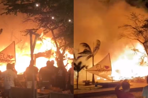 Imagens mostram fogo intenso em Jericoacoara.(Reprodução)