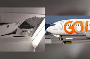 Passageira é arremessada dentro do banheiro durante turbulência em voo(Montagem Pensar Piauí)