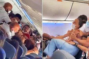Disputa por assento na janela provoca pancadaria entre famílias no avião da Gol em Salvador(Reprodução)