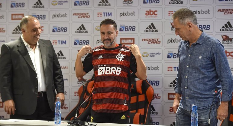 Marcos Braz, Vítor Pereira e Rodolfo Landim