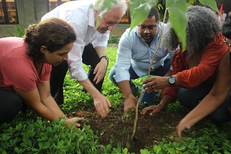 Ministro plantando uma árvore