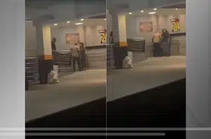Seguranças de supermercado são flagrados agredindo mulher em SP(Reprodução)