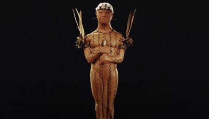 Estatueta que será entregue no Oscar para chamar a atenção para a causa Yanomami