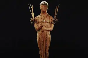 Estatueta que será entregue no Oscar para chamar a atenção para a causa Yanomami(Reprodução/YouTube)