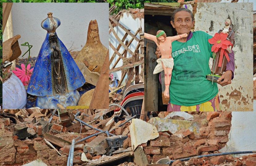 No Piauí, capela desaba após chuva e imagens de Nossa Senhora e Cristo Crucificado ficam intactas