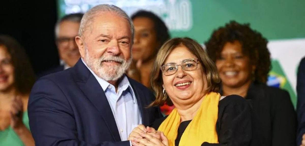 O presidente Lula e a ministra da Mulher, Cida Gonçalves