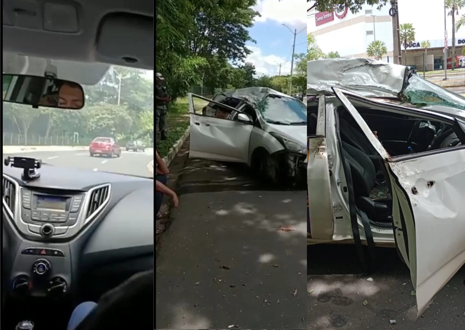 Vídeo: Passageiro filma carro capotando em frente ao Teresina Shopping