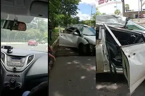 Passageiro filma carro capotando em frente ao Teresina Shopping(Divulgação)