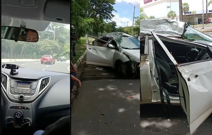 Passageiro filma carro capotando em frente ao Teresina Shopping (Foto: Divulgação)