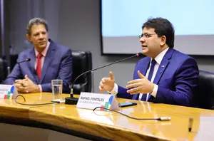 Rafael Fonteles e o ministro Fernando Haddad(Reprodução/CCOM)