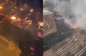 Incêndio de grandes proporções atinge favela do Pau Queimado em SP(Reprodução)