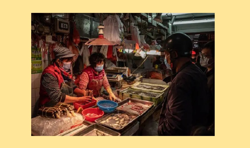 Mercado em em Wuhan