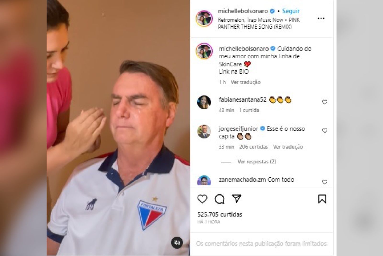 Vídeo: Michelle lança linha de cosméticos e usa Bolsonaro como "cobaia" em anúncio