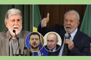 Celso Amorim(Celso Amorim, Lula, Putin e Zelensky (Foto: Felipe L. Gonçalves/Brasil247 | REUTERS/Valentyn Ogirenk)