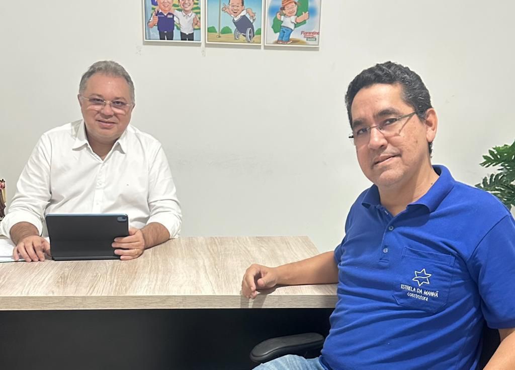 Deputado Florentino Neto em reunião com o empresário André Baía,  diretor do Sindicato da Indústria da Construção Civil (Sinduscon) do Piauí.