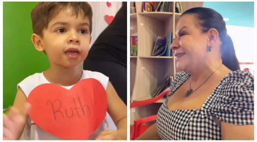 Dona Ruth e Léo em apresentação para o Dia das Mães