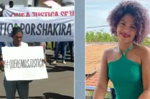 Familiares de Shakira dos Santos protestam por justiça.(Reprodução/Tv mirante/g1 ma)