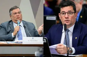 O confronto entre os ex-juízes Flávio Dino e Sergio Moro no Senado(Reprodução/veja)