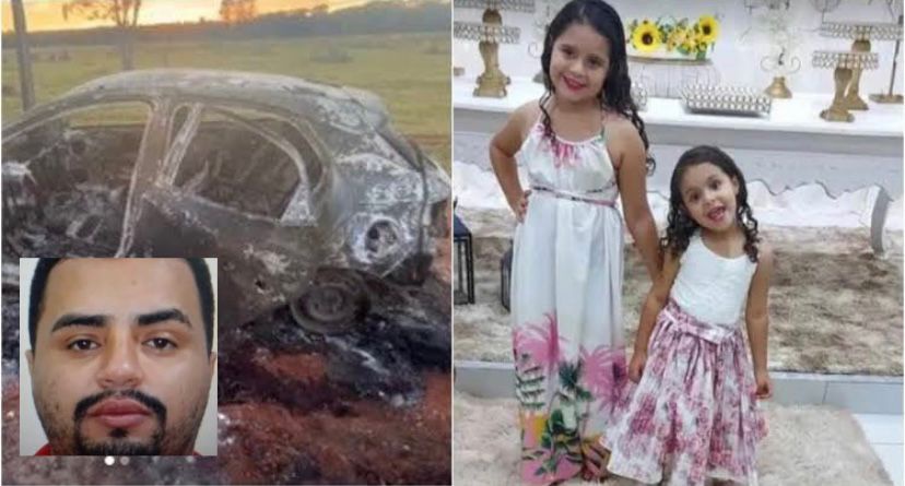 Pai mata filhas de 4 e 8 anos a facadas e ateia fogo no carro
