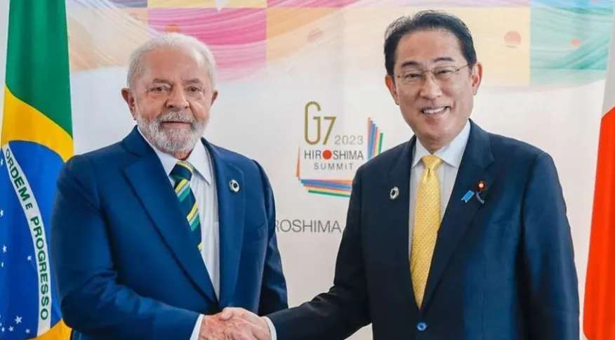 Presidente Luiz Inácio Lula da Silva e o primeiro-ministro do Japão Fumio Kishida.