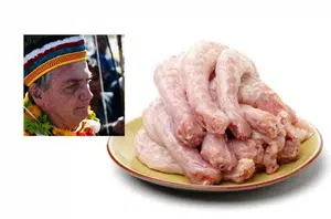 R$ 260 o quilo: Governo Bolsonaro comprou pescoço de galinha superfaturado para indígenas(Montagem Pensar Piauí)
