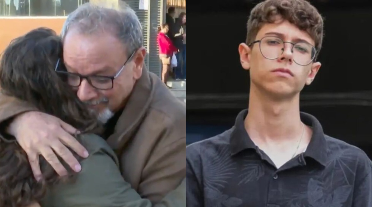 Avô de vítima de ataque em escola do PR pede abraço para repórter, que chora ao vivo