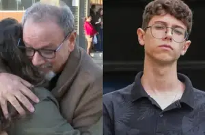 Avô de vítima de ataque em escola do PR pede abraço para repórter, que chora ao vivo(Reprodução)