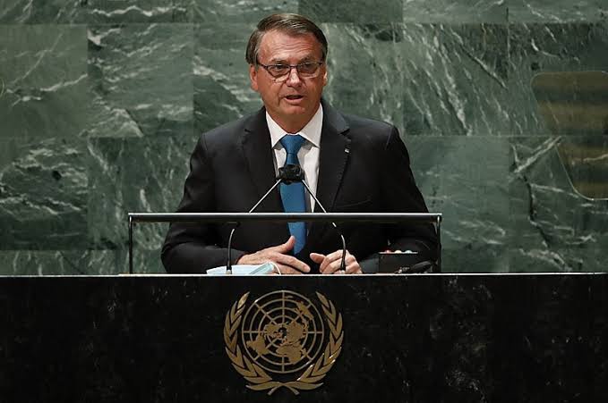 Bolsonaro durante discurso na ONU