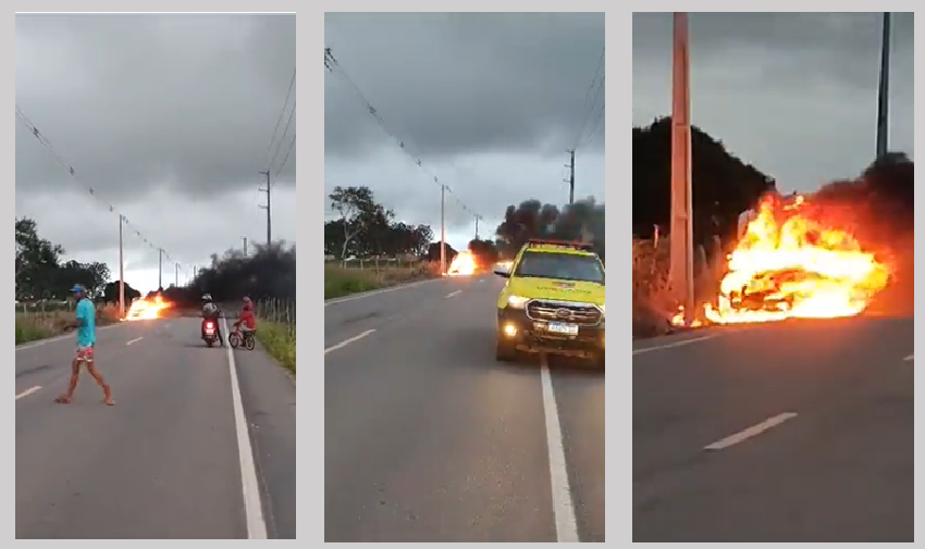 Ambulância pega fogo com criança e outros quatro adultos