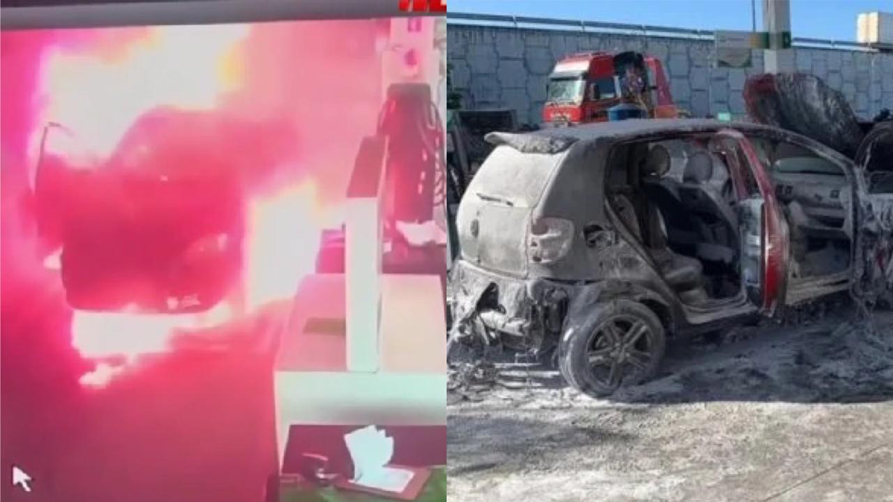 Vídeo: carro com três mulheres explode em posto no RN