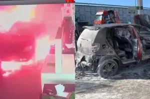Carro explode em posto no RN(Montagem Pensar Piauí)