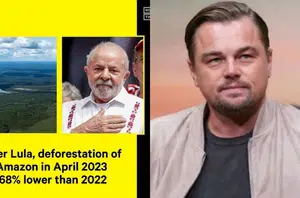 O ator norte-americano Leonardo DiCaprio e Lula(Montagem Pensar Piauí)