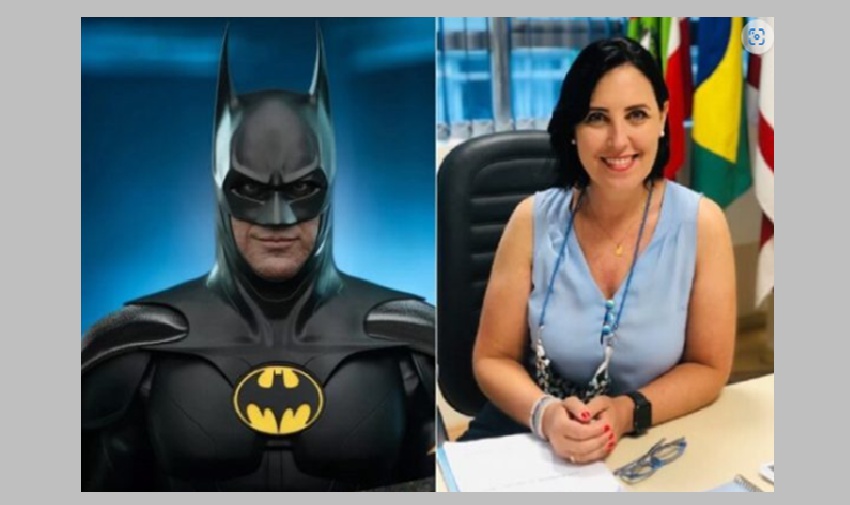 Vereadora de Florianópolis, Maryanne Mattos, e imagem do Batman