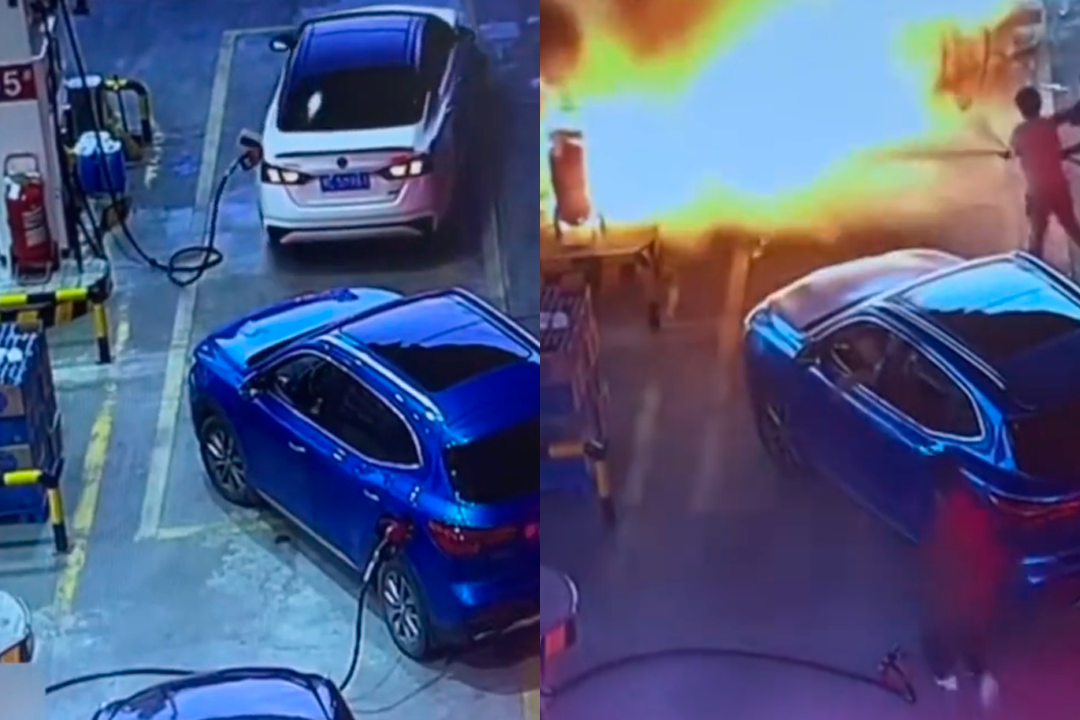 Vídeo: Motorista derruba bomba de gasolina e causa explosão em posto